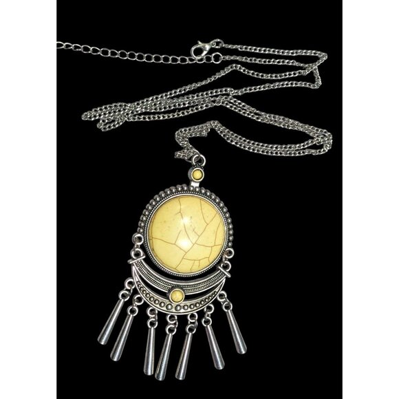 Paparazzi Bohemian Yellow And Silver Tone Pendant Necklace - Picture 1 of 9